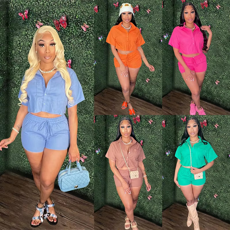 Crop Top 2 Piece Short Set