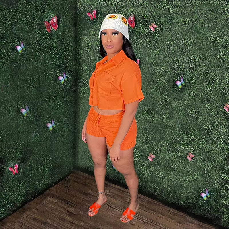 Crop Top 2 Piece Short Set