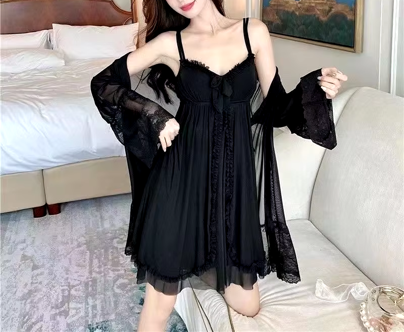 Sexy Mesh Nightdress with a Bow