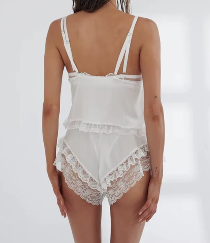 2 Piece Spaghetti Strap Sleeveless V-Neck Pajama Set