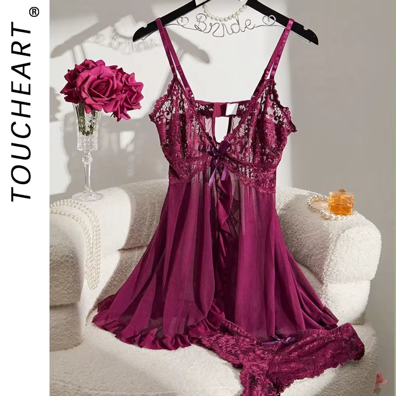 2 Piece Floral Lace Slip on Dress