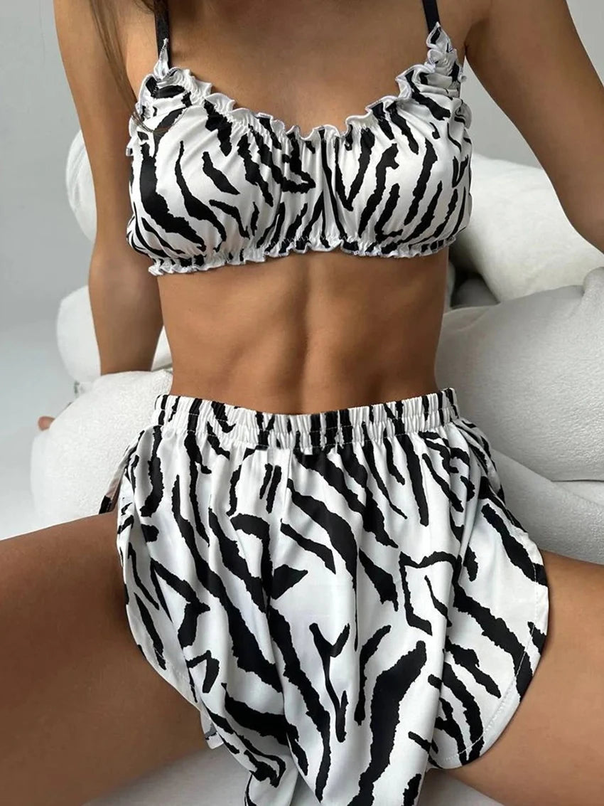 Wild Lounge: Zebra Print 2-Piece Pajama Set