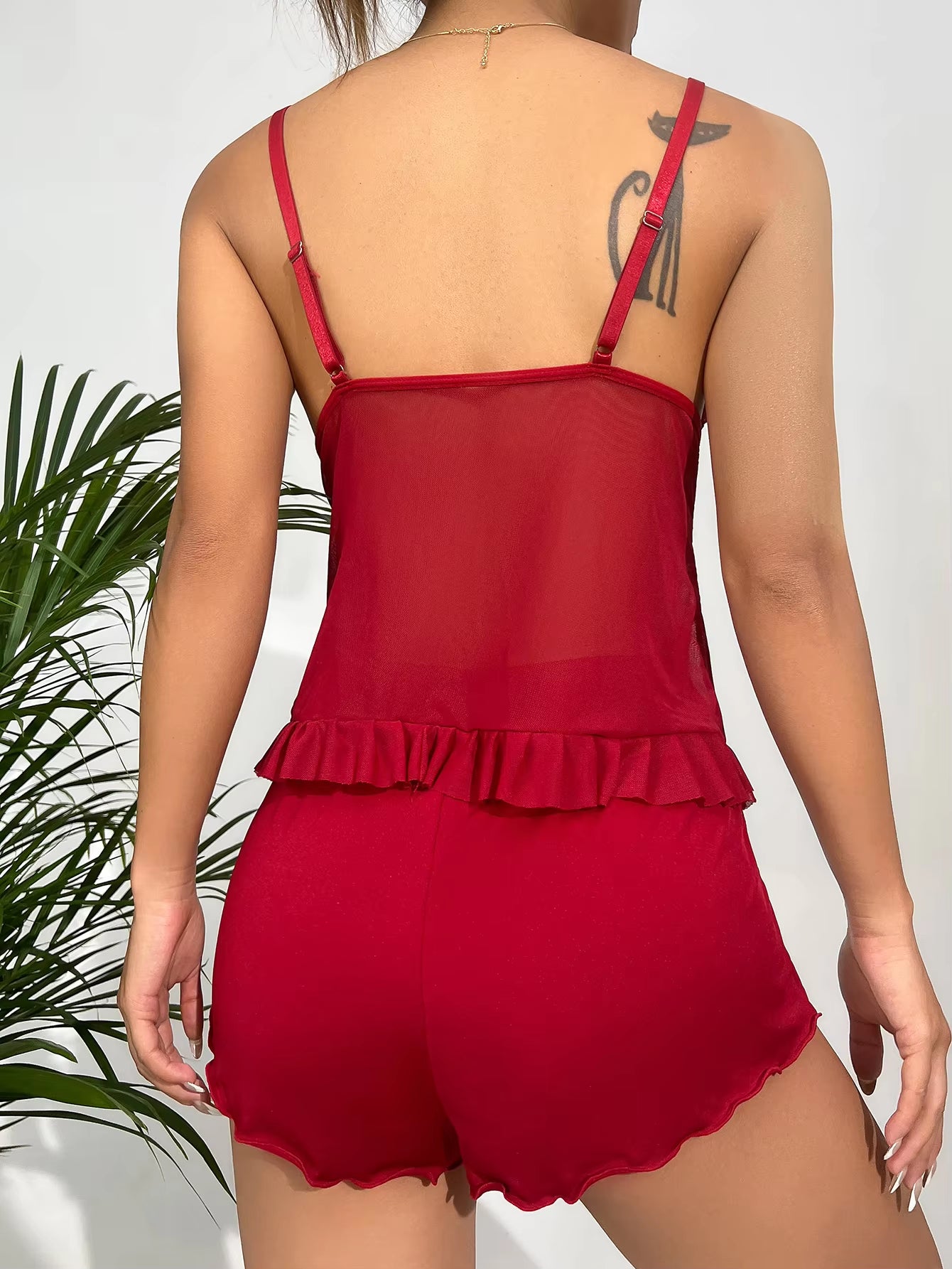Romance Ruffle: 2-Piece Lace & Mesh Sleep Set