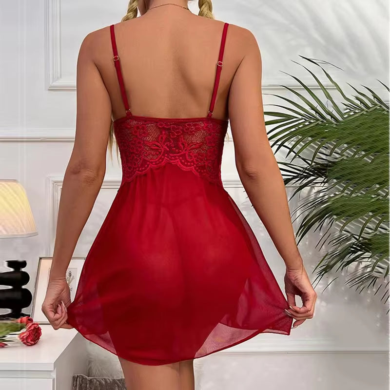 G-String Sexy Lace 2 Piece Nightgown