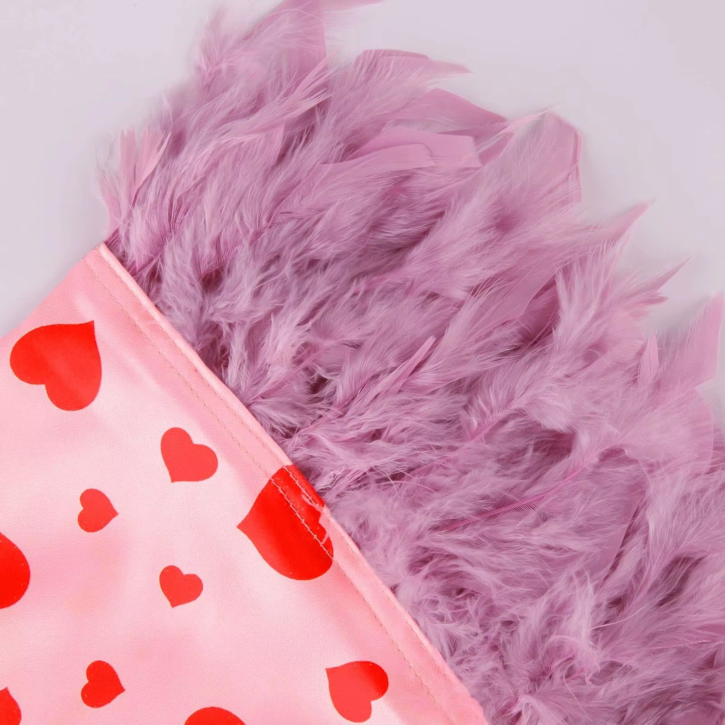 Hearted Matching 2 Piece Set Long-sleeve with Feathers