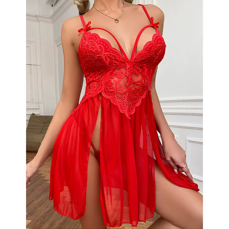 G-String Sexy Lace 2 Piece Nightgown