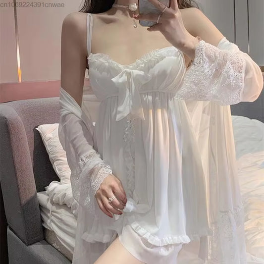 Sexy Mesh Nightdress with a Bow