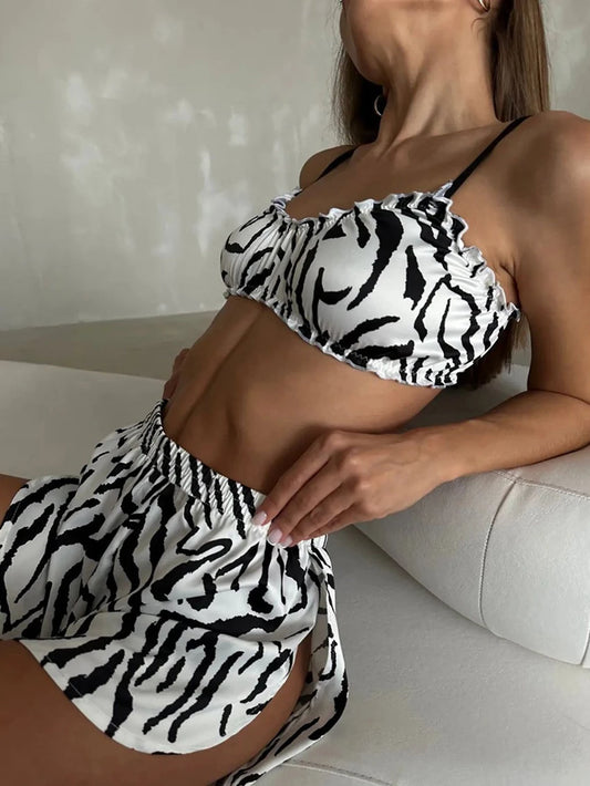 Wild Lounge: Zebra Print 2-Piece Pajama Set