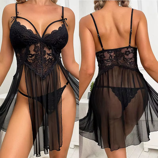 G-String Sexy Lace 2 Piece Nightgown
