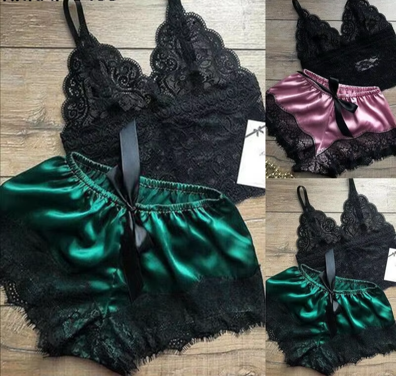 Sexy Velvet Lingerie Set – Women’s Pajama Babydoll with Cami Top and Shorts