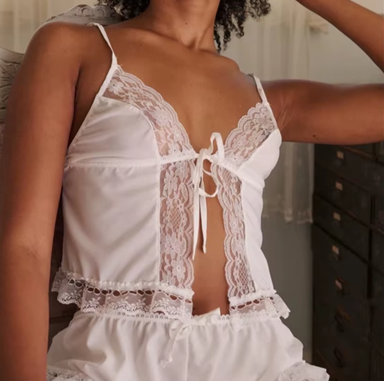 2 Piece Spaghetti Strap Sleeveless V-Neck Pajama Set