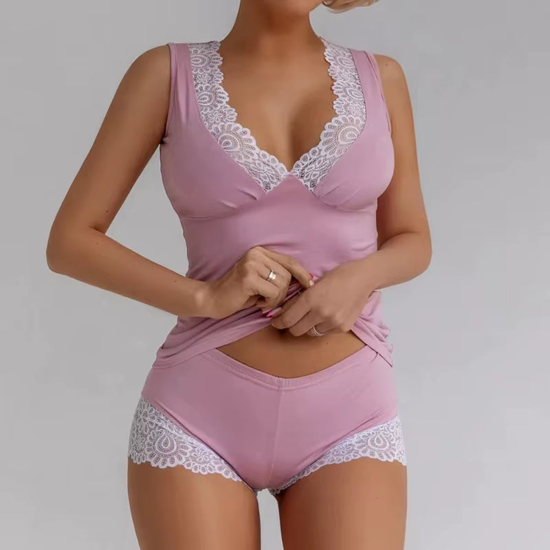 Soft Allure: Lace Lounge Duo Set
