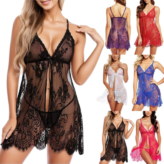 Lace Nightdress – Exotic Sleepwear Set with G-String for Women