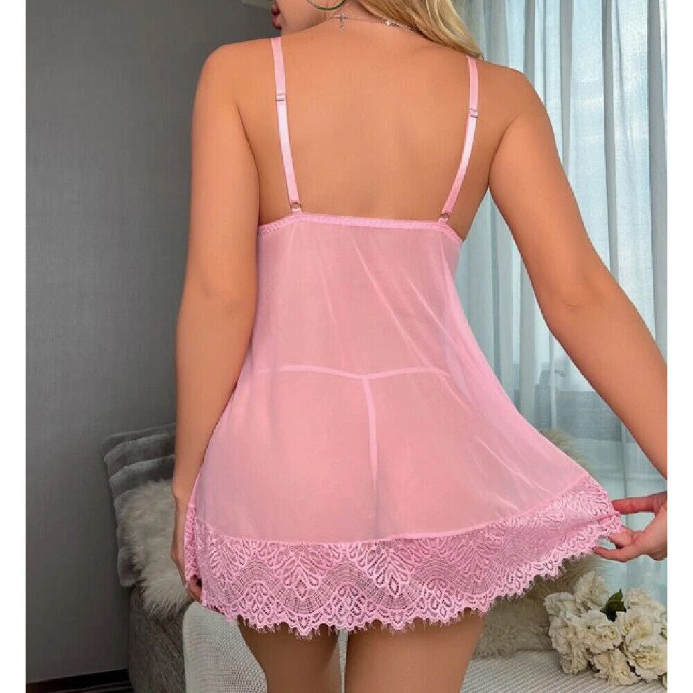  Sexy Nightwear Dress Lace Sleepwear G-String Set